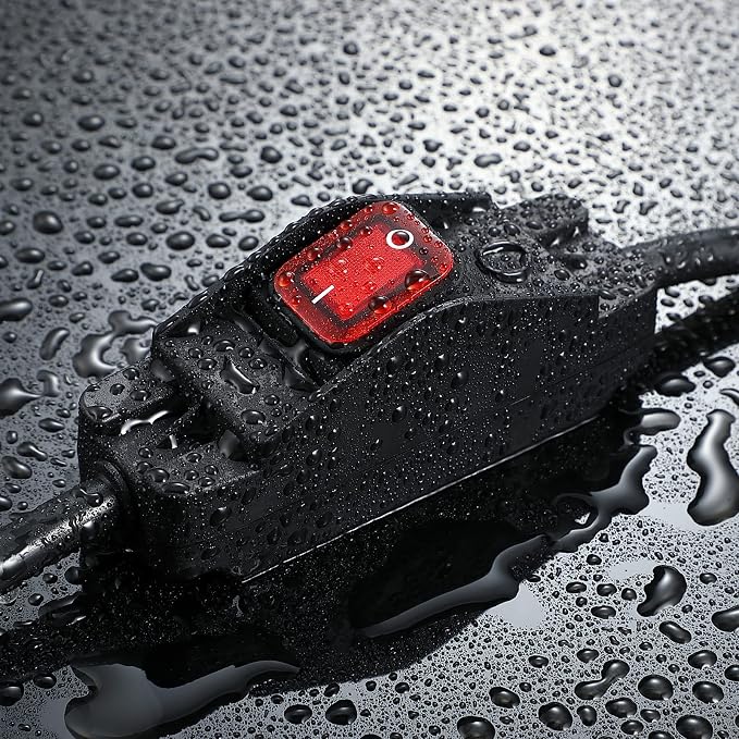 Outdoor Waterproof On/Off Switch Extension Cord, Heavy Duty 125v/250v Black - Image 3