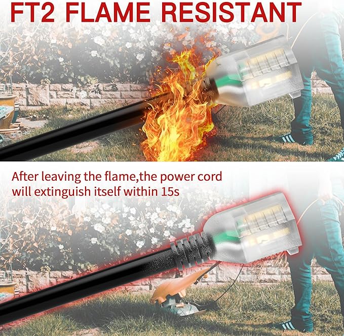 25 FT 10 Gauge Extension Cord Outdoor, Heavy Duty Weatherproof & Flame - Image 3
