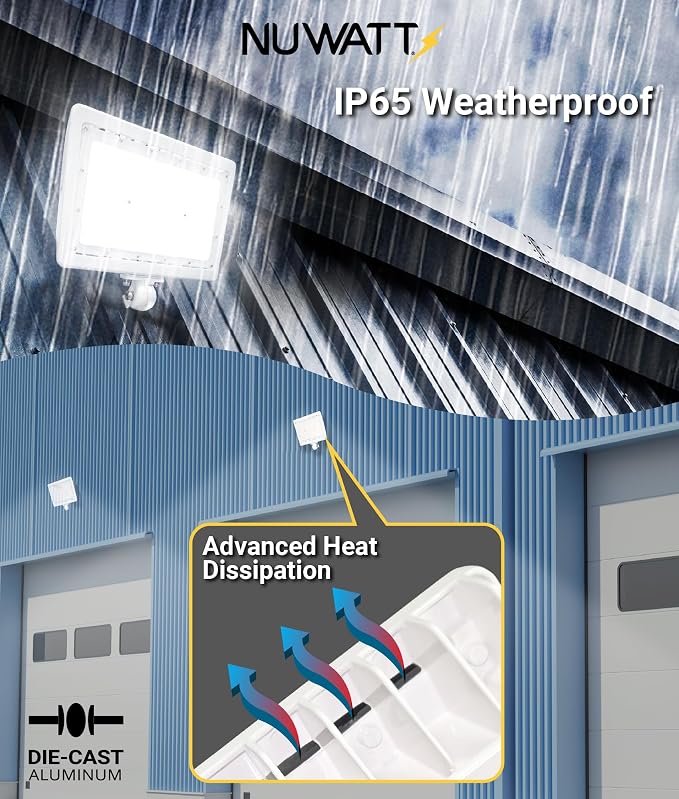 NUWATT 15W LED Flood Light, 3CCT 3000K/4000K/5000K Selectable, IP65 Waterproof - Image 3