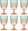 XUWAIDSGN 6Pcs Plastic Vintage Wine Glasses 13.5oz Reusable Embossed Goblet by XUWAIDSGN