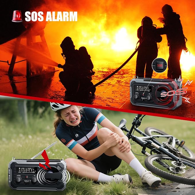 Hand Crank Emergency Radio, 10000mAh Weather Radio - Image 4