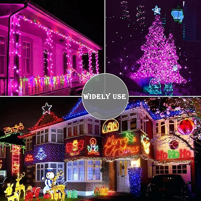 66 ft 200 LED Pink String Lights, Indoor Outdoor Connectable 8 Modes Clear Wire - Image 5
