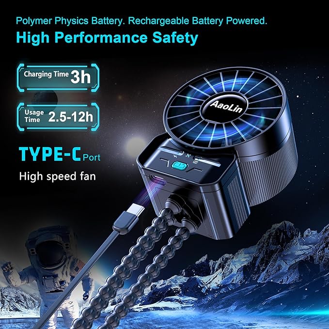 multifunctional USB rechargeable portable stroller small fan 4 speed 6600rpm - Image 4