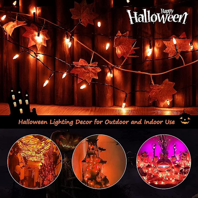 Halloween Orange String Lights Decorations，2 Pack 17.8 Feet 50 LED Battery - Image 6
