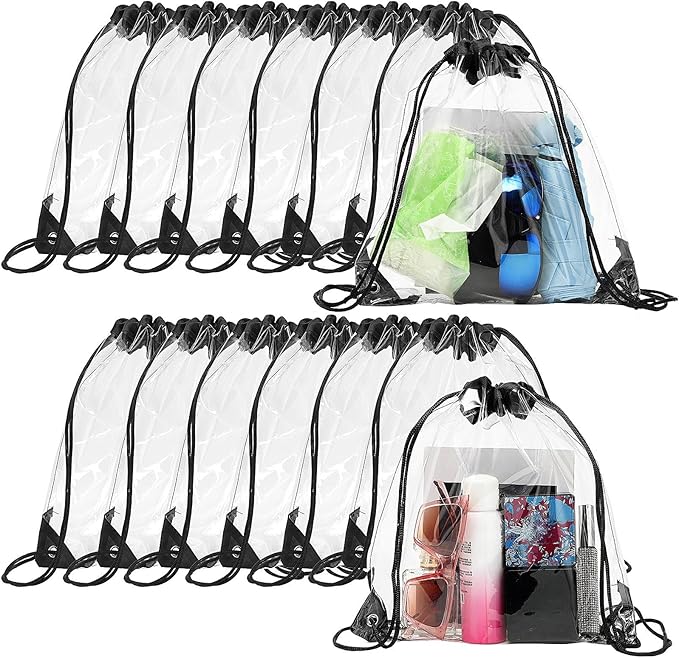 Shappy 30 Pcs Clear Drawstring Backpack, Plastic Waterproof Transparent Stadium by Shappy