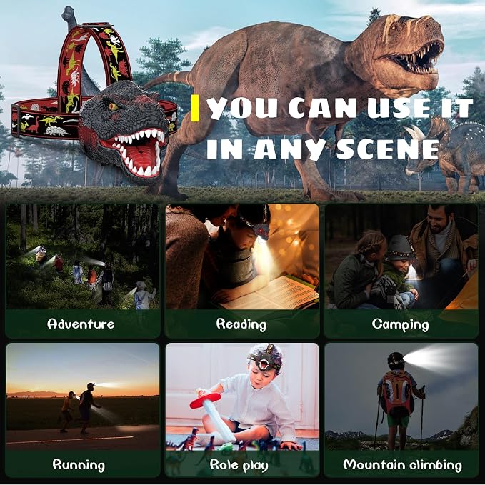 Dysaim Kids Headlamp, Dinosaur Headlamp - Image 4