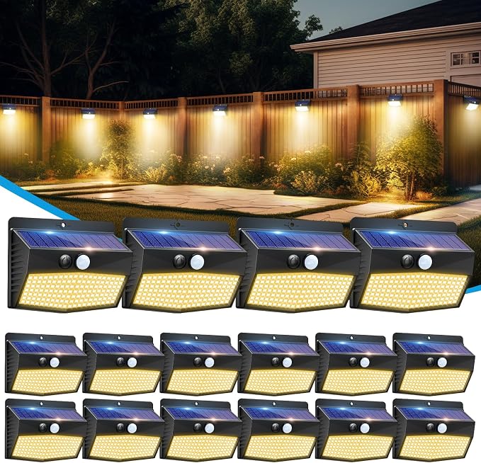 Peasur 16 Packs Solar Outdoor Lights Motion Sensor Solar Security Light by Peasur