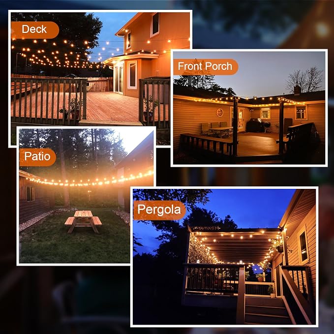 GPATIO Outdoor String Lights - 30FT Waterproof Patio Lights - Image 6