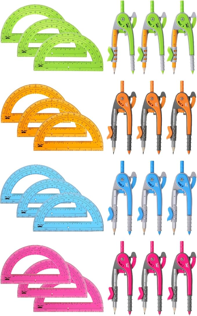 Mr. Pen- Geometry Compass and Protractor Set, 12 Sets, 6 Inch Compass, 6 Inch by MrPen