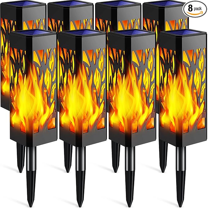 TomCare Flickering Flames Pathway Lights Solar Powered Decorative Garden by TomCare