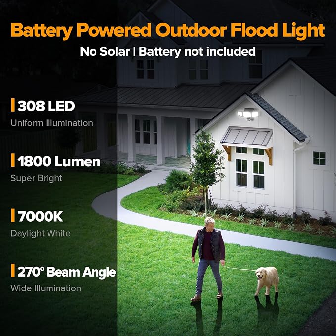 UME Battery Powered Motion Sensor Outdoor Lights 302 LED 1800LM, IP65 - Image 2