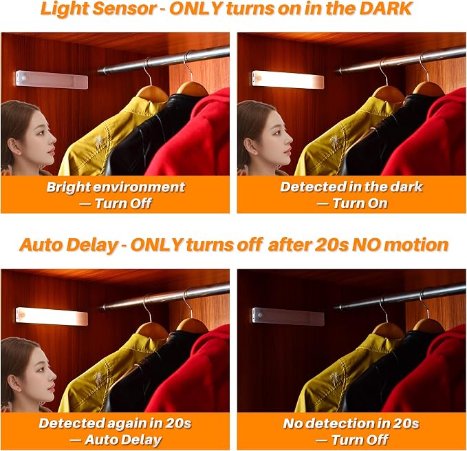 STAR-SPANGLED Under Cabinet Lighting Rechargeable, 8 inch Motion Sensor Lights - Image 5