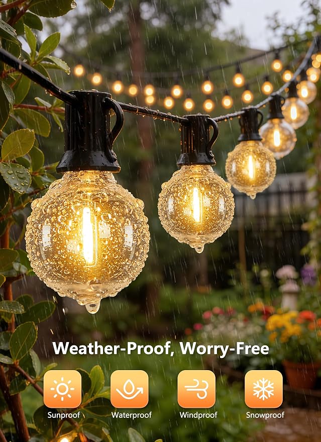 Brightown Outdoor String Lights, 55FT 17 G40 Bulbs Shatterproof Patio Lights - Image 3