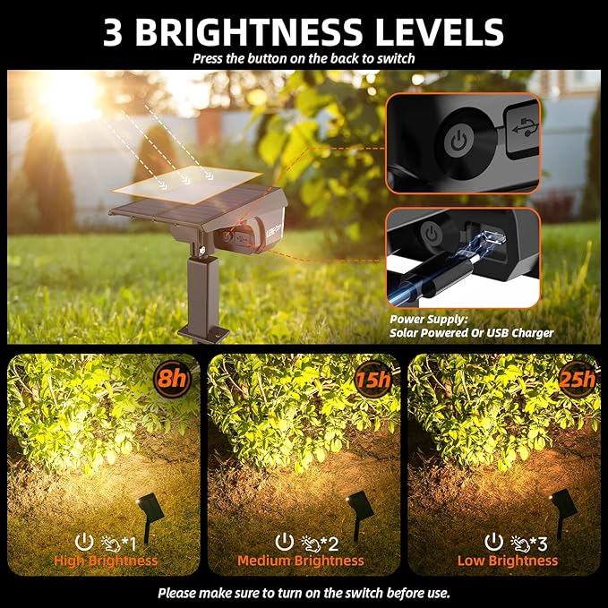 LEREKAM 3 Brightness Modes Solar Outdoor Lights, 360 Degree Adjustable Lighting - Image 4