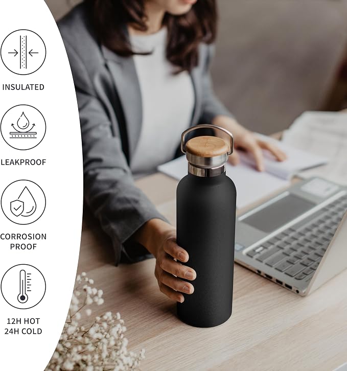 Bambaw Insulated Water Bottle 32 oz, Wide Mouth Stainless Steel Water Bottle - Image 3