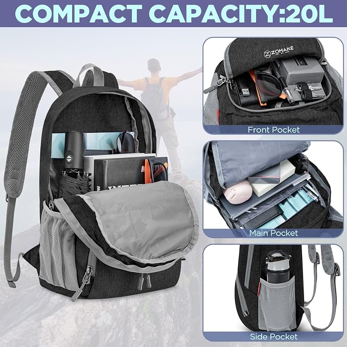 ZOMAKE Ultra Lightweight Packable Backpack 20L, Small Foldable Backpacks Hiking - Image 3