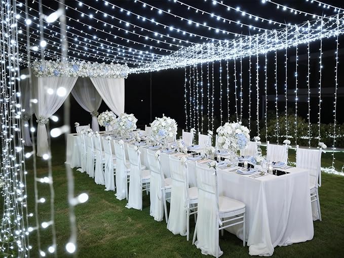 Solhice LED Curtain Lights Outdoor 30ft x10ft Cool White, 720 LED Plug in - Image 7