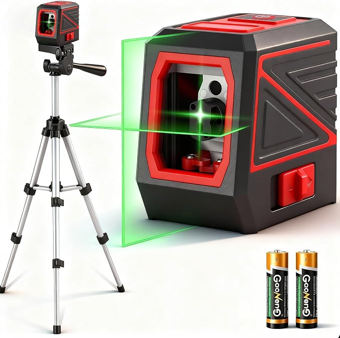 Laser Level with Tripod, 100 feet Green Cross Line Self Rotary Leveling Laser by Followustostayupdated