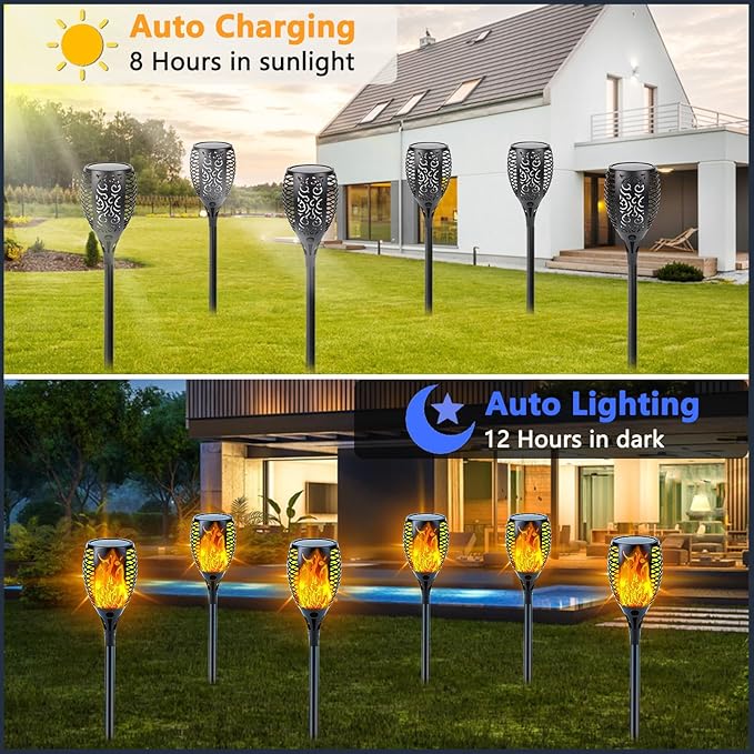Upgraded 8 Pack Super Larger Size Solar Torch Lights - Image 3