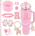 9PCS Pink for Stanley Cup Accessories Set Bling Initials Bow Charms for Stanley by Unknown