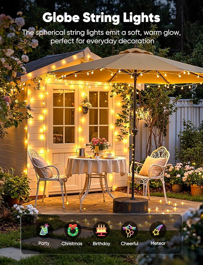 Minetom Globe String Lights, 33 Feet 100 Led Fairy Lights Plug in, 8 Modes - Image 4