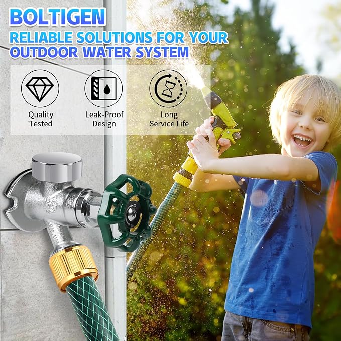 Boltigen Outdoor Faucet Repair Kit, Brass Chromed Vacuum Breaker Outside Faucet - Image 6