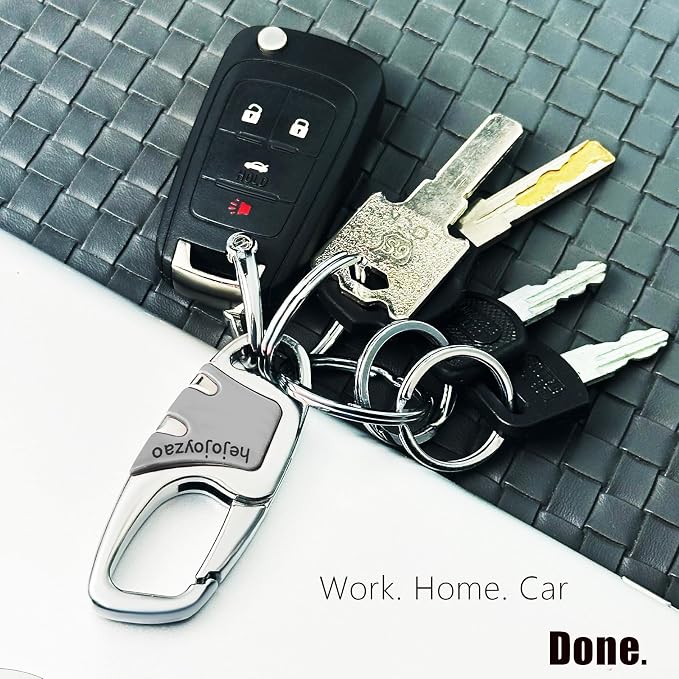 Keychain with Carabiner Clip, 4 Heavy Duty Key Rings and D Ring - Image 6