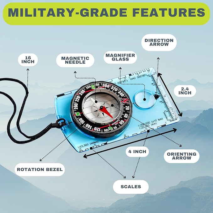 Trekker's Compass Crew Orienteering Compass, Magnetic Navigation Set - Image 5