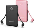 6000mah Ultra Slim Built in Cables Power Bank, Card Size Built in USB C Cords by MIISSO