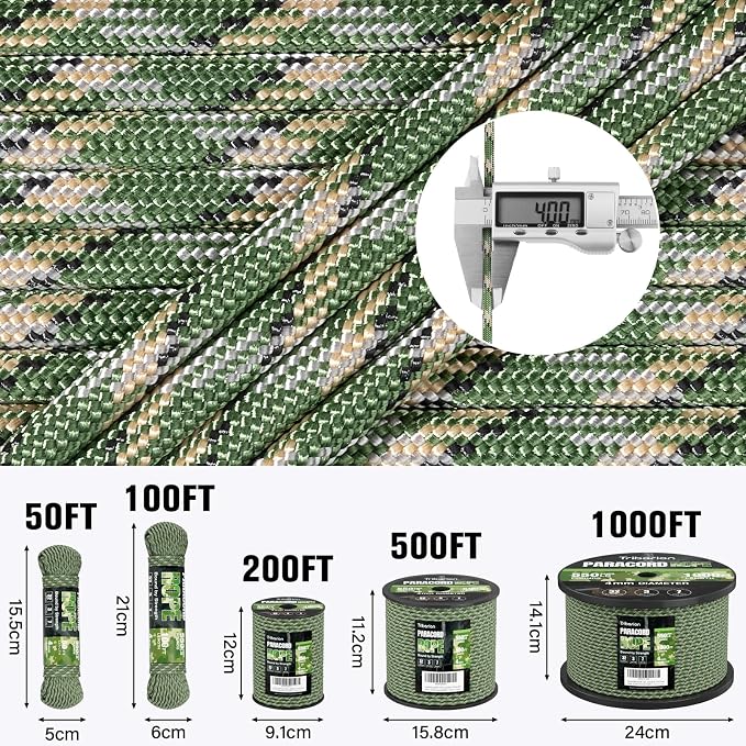Paracord Rope 550 lb - 500ft 5/32" Parachute Cord 4MM 7-Strand para Cord - - Image 5