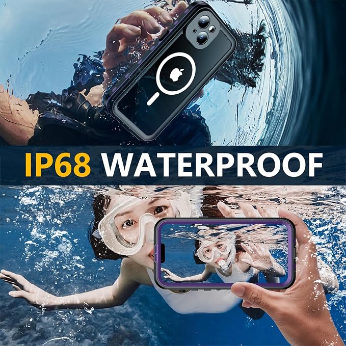 Red2Fire for iPhone 14 Case Waterproof, Phone Case 6.1" Purple/Clear - Image 2