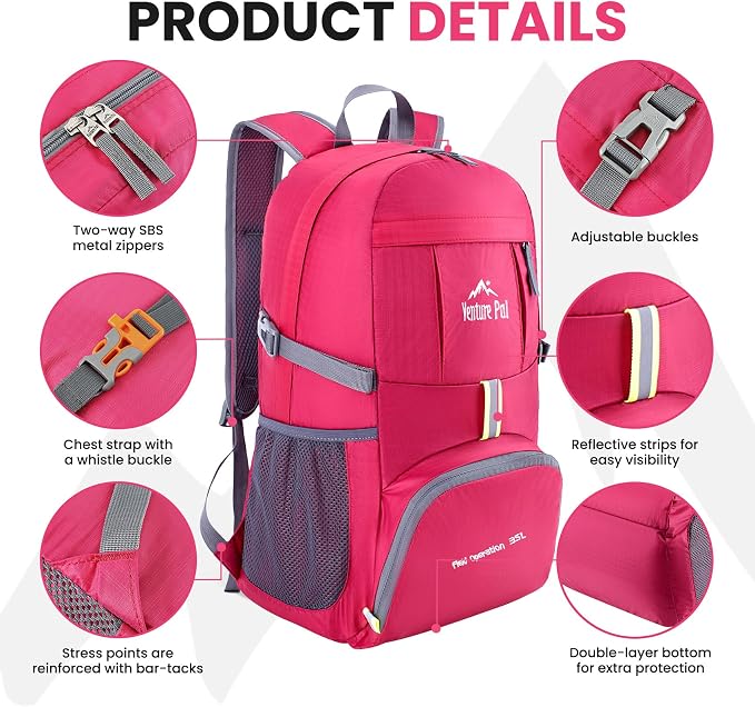 Venture Pal 35L Ultralight Lightweight Packable Foldable Travel Camping Hiking - Image 3