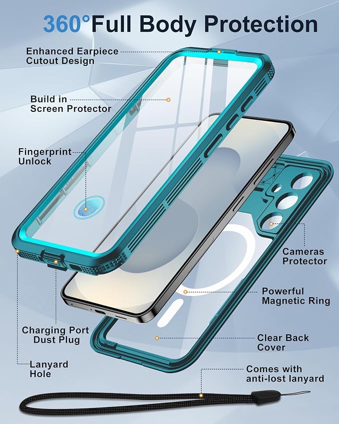 for Samsung Galaxy S25+ Plus Waterproof Case, Magnetic Heavy Duty Military - Image 5