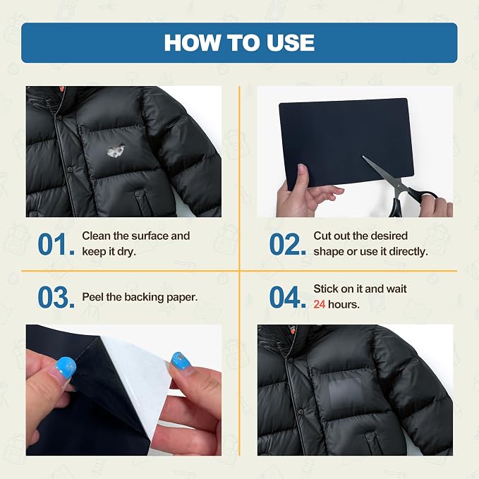 KING MOUNTAIN Self Adhesive Fabric Repair Patch, 5×8 Inches 8 Pcs, Quick Down - Image 5