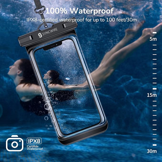 SYNCWIRE [2-Pack Waterproof Case IPX8 Universal Waterproof Phone Pouch Dry Bag - Image 2