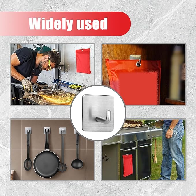 Emergency Fire Blanket Wall Hooks，Waterproof Stainless Steel Adhesive Hooks - Image 3