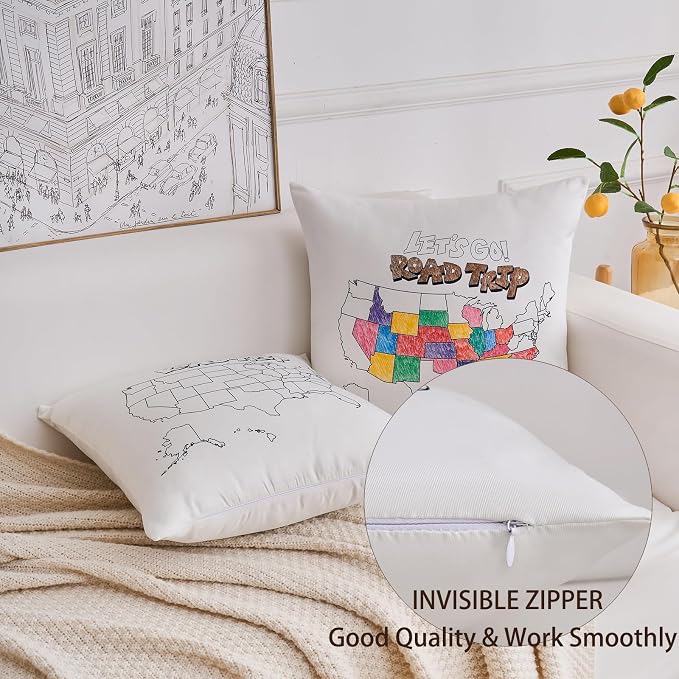 Let's go a Road Trip USA Map Coloring Pillowcase - Image 3
