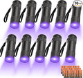 10 Pcs UV Black Light Flashlights Bulk, 9 Led 395-400nm Mini Blacklight by yikosam