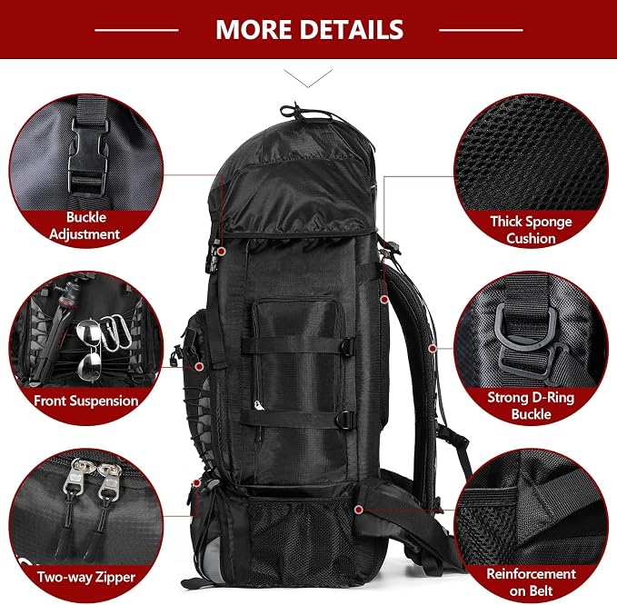 90L Hiking Backpack, Waterproof Camping Bag - Image 4