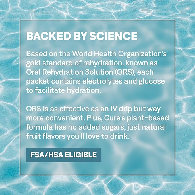 Cure Hydration | Plant-Based Electrolyte Drink Mix | No Added Sugar | FSA-HSA | - Image 6