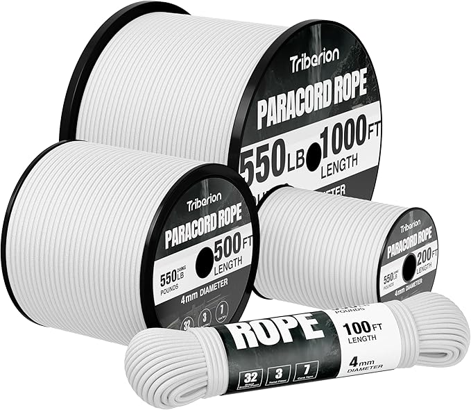 Paracord Rope 550 lb - 100ft 5/32" Parachute Cord 4MM 7-Strand para Cord - by Triberion