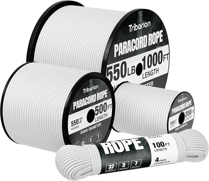 Paracord Rope 550 lb - 1000ft 5/32" Parachute Cord 4MM 7-Strand para Cord - by Triberion