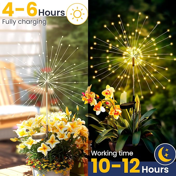 GIGALUMI Garden Decor Outdoor Lights 120LED 6Pack, Solar Garden Lights Outside - Image 7
