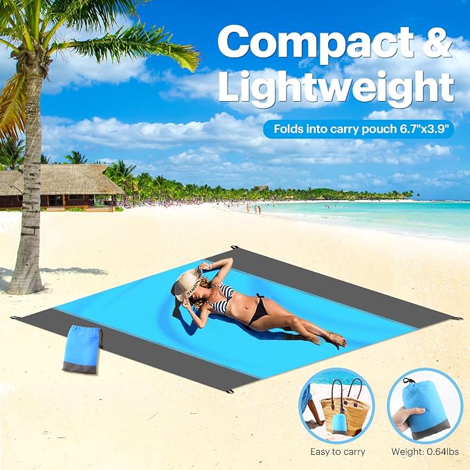 EASYFUN Beach Blanket Sandproof Oversized, Portable Picnic Mat - Image 3