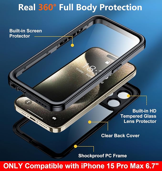 SPIDERCASE ONLY Designed for iPhone 15 Pro Max Waterproof, 12FT Military - Image 6
