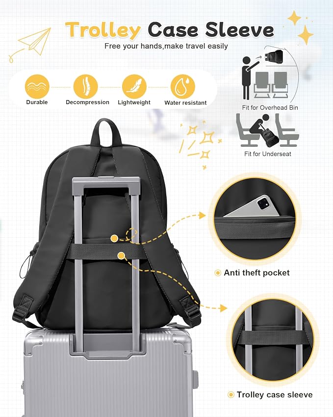 Black Backpack for Men Women Large, Gym Backpack for Women Foldable Outdoor - Image 6