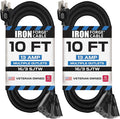 Iron Forge Cable 2 Pack 10 Ft Black Extension Cord by IronForgeCable