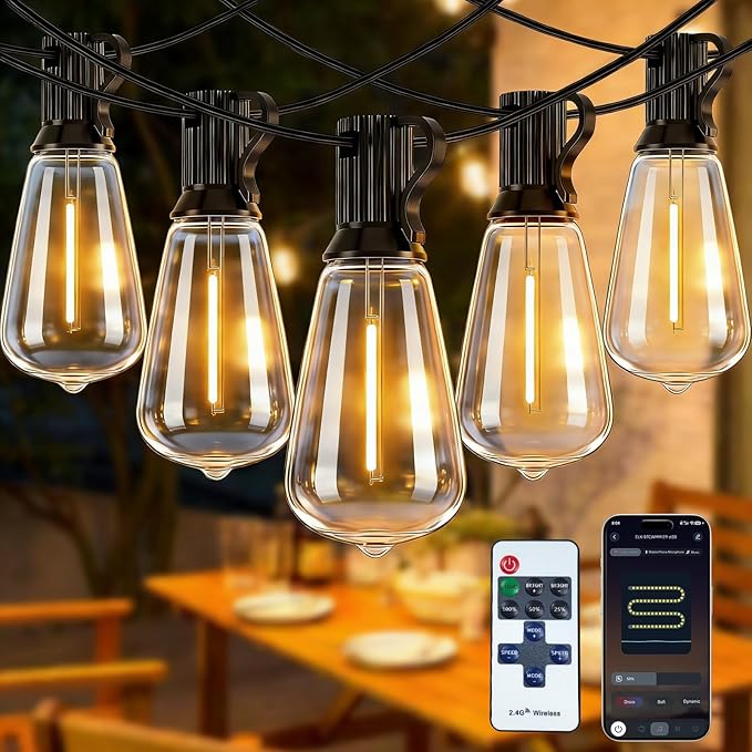 LumBelle Smart Outdoor String Lights, 50FT ST38 LED Patio Lights by LumBelle