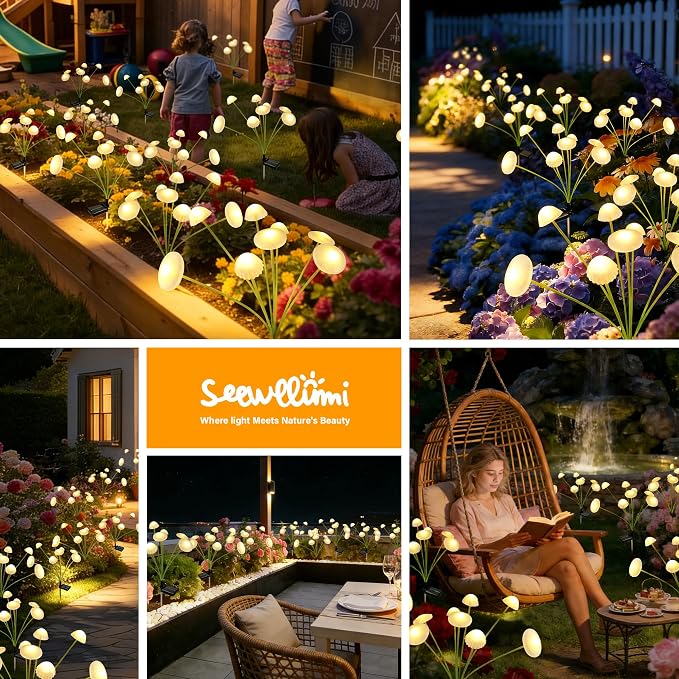 Solar Garden Lights Outdoor, Swaying Mushroom Lights Waterproof - Image 6