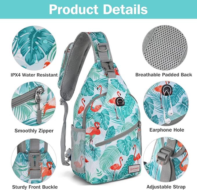 ZOMAKE Sling Bag, Small Crossbody Sling Backpack, Water Resistant Shoulder - Image 4